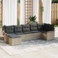 vidaXL Set di divani da giardino a 7 pezzi con cuscini grigio chiaro in rattan sintetico