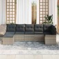 vidaXL Set di divani da giardino a 7 pezzi con cuscini grigio chiaro in rattan sintetico