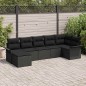 vidaXL Set Divano da Giardino vitaXL 7 Pezzi con Cuscini Neri in Rattan Sintetico