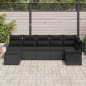 vidaXL Set Divano da Giardino vitaXL 7 Pezzi con Cuscini Neri in Rattan Sintetico