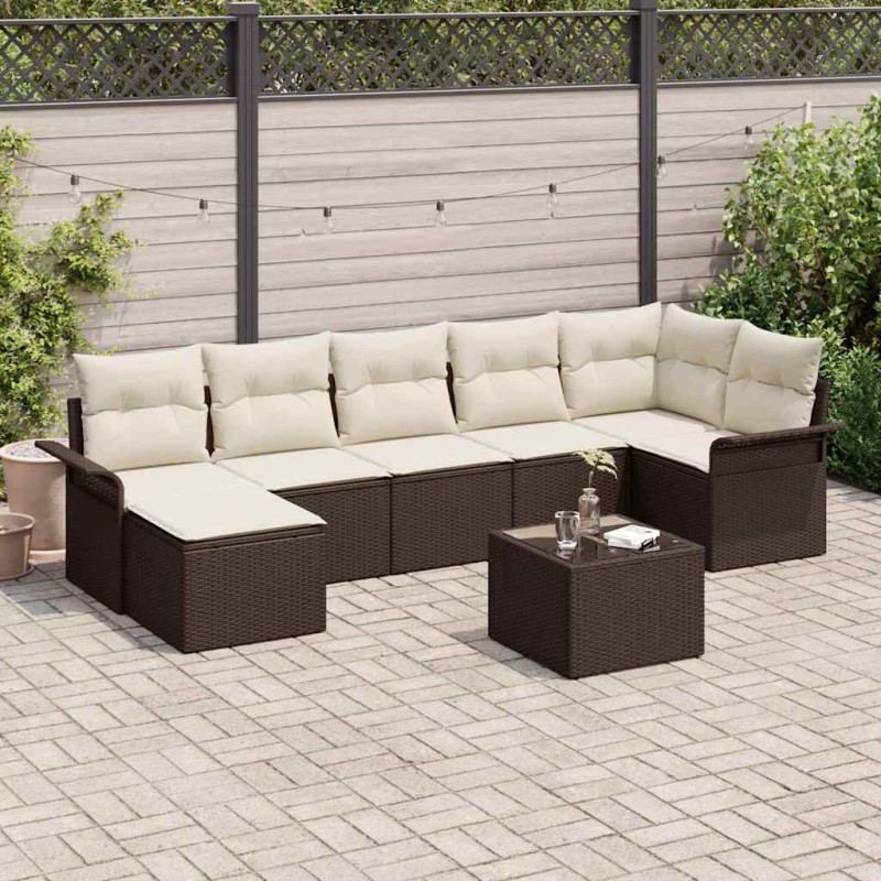 vidaXL Set di divani da giardino 7 pezzi con cuscini, grigio, in rattan poliestere