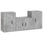 Set di Mobili Porta TV 3 pz Grigio Cemento in Legno Multistrato Set di Mobili Porta TV 3 pz Grigio Cemento in Legno Multistrato