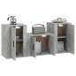Set di Mobili Porta TV 3 pz Grigio Cemento in Legno Multistrato Set di Mobili Porta TV 3 pz Grigio Cemento in Legno Multistrato