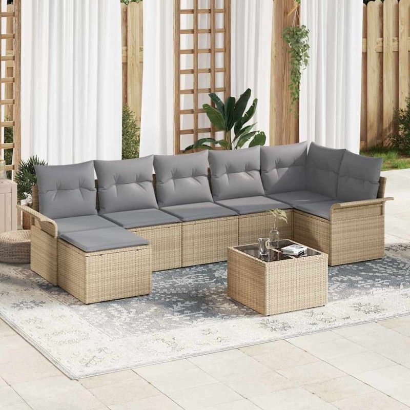 vidaXL Set di divani da giardino , 8 pezzi, con cuscini, in rattan sintetico nero.