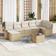 vidaXL Set Divano da Giardino 8 Pezzi con Cuscini Marrone in Rattan Resistente