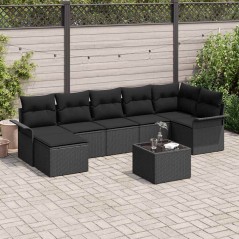 vidaXL Set di divani da giardino 8 pezzi, cuscini in rattan sintetico beige