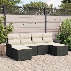 vidaXL Set da giardino 6 pezzi con cuscini neri in rattan sintetico