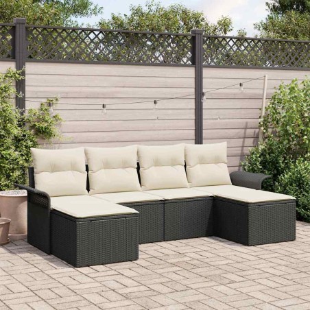 vidaXL Set da giardino 6 pezzi con cuscini neri in rattan sintetico