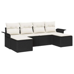 vidaXL Set da giardino 6 pezzi con cuscini neri in rattan sintetico