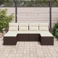 vidaXL Set da giardino con 6 pezzi, cuscini marroni, in rattan sintetico
