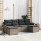 vidaXL Set da giardino con divano a 6 pezzi e cuscini grigi in rattan sintetico vidaXL Set da giardino con divano a 6 pezzi e cuscini grigi in rattan sintetico