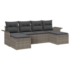 vidaXL Set da giardino con divano a 6 pezzi e cuscini grigi in rattan sintetico