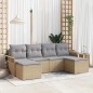 vidaXL Set da giardino di 6 pezzi con cuscini beige in rattan sintetico