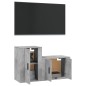 Set di Mobili Porta TV 2 pz Grigio Cemento in Legno Multistrato Set di Mobili Porta TV 2 pz Grigio Cemento in Legno Multistrato