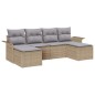 vidaXL Set da giardino di 6 pezzi con cuscini beige in rattan sintetico
