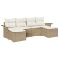 vidaXL Set di divani da giardino 6 pezzi con cuscini beige in rattan sintetico