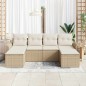 vidaXL Set di divani da giardino 6 pezzi con cuscini beige in rattan sintetico