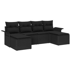 vidaXL Set da giardino 6 pezzi con cuscini in rattan sintetico nero
