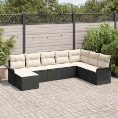 vidaXL Set di divani da giardino 8 pezzi con cuscini in rattan sintetico nero