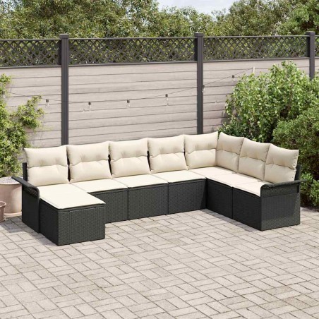 vidaXL Set di divani da giardino 8 pezzi con cuscini in rattan sintetico nero