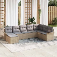 vidaXL Set da Giardino in Rattan Sintetico Beige - 8 Pezzi con Cuscini