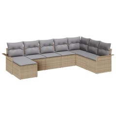 vidaXL Set da Giardino in Rattan Sintetico Beige - 8 Pezzi con Cuscini