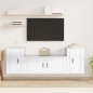 Set Mobili Porta TV 3 pz Bianco Lucido in Legno Multistrato Set Mobili Porta TV 3 pz Bianco Lucido in Legno Multistrato