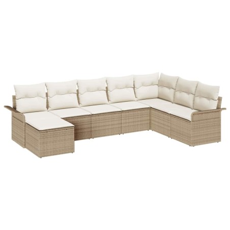 vidaXL Set da giardino in 8 pezzi con cuscini beige in rattan sintetico