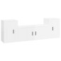 Set Mobili Porta TV 3 pz Bianco Lucido in Legno Multistrato Set Mobili Porta TV 3 pz Bianco Lucido in Legno Multistrato