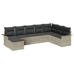 vidaXL Set Divano da Giardino 8 Pezzi con Cuscini Grigio Chiaro in Rattan Sintetico