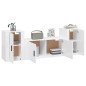 Set Mobili Porta TV 3 pz Bianco Lucido in Legno Multistrato Set Mobili Porta TV 3 pz Bianco Lucido in Legno Multistrato