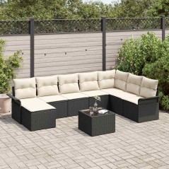 vidaXL Set di divani da giardino di 8 pezzi con cuscini in rattan sintetico marrone.