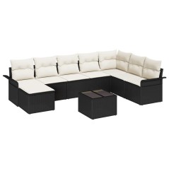 vidaXL Set di divani da giardino di 8 pezzi con cuscini in rattan sintetico marrone.