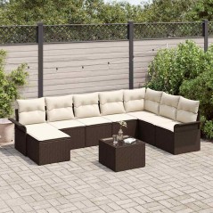 vidaXL Set da giardino 9 pezzi con cuscini grigi in rattan sintetico