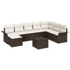 vidaXL Set da giardino 9 pezzi con cuscini grigi in rattan sintetico