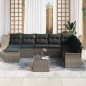 vidaXL Set di Divani da Giardino 9 Pezzi con Cuscini Grigi in Rattan Sintetico