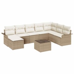vidaXL Set Divano da Giardino 9 Pezzi con Cuscini Marroni in Rattan Sintetico