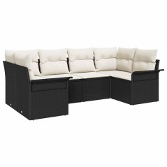 vidaXL Set divani da giardino 6 pezzi di con cuscini in rattan sintetico nero