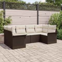 vidaXL Set da Giardino 6 Pezzi con Cuscini in Rattan Polietilenico Marrone