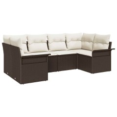 vidaXL Set da Giardino 6 Pezzi con Cuscini in Rattan Polietilenico Marrone
