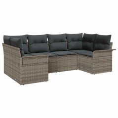 vidaXL Set da giardino di divani a 6 pezzi con cuscini grigi in rattan sintetico