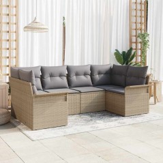 vidaXL Set da giardino di 6 pezzi con cuscini beige in rattan sintetico