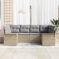 vidaXL Set da giardino di 6 pezzi con cuscini beige in rattan sintetico