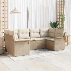 vidaXL Set da Giardino 6 Pezzi con Cuscini Beige in Rattan Sintetico