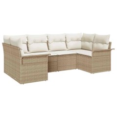 vidaXL Set da Giardino 6 Pezzi con Cuscini Beige in Rattan Sintetico