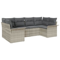 vidaXL Set da giardino 6 pezzi con cuscini grigi chiari in rattan