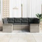 vidaXL Set da giardino 6 pezzi con cuscini grigi chiari in rattan
