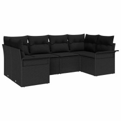 vidaXL Set da Giardino di 6 Pezzi con Cuscini in Rattan Polyrattan Nero