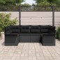 vidaXL Set da Giardino di 6 Pezzi con Cuscini in Rattan Polyrattan Nero