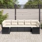 vidaXL Set da Giardino a 7 Pezzi con cuscini in rattan nero